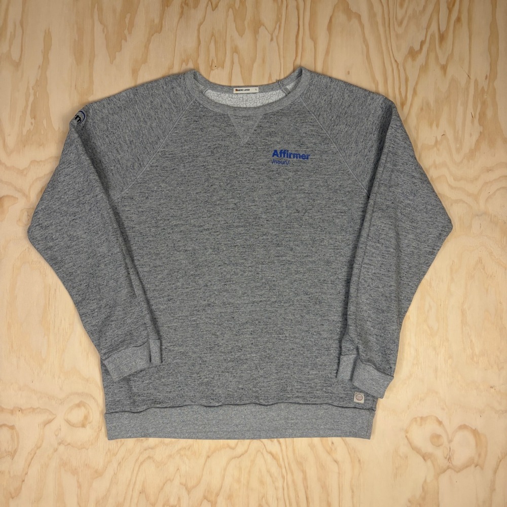 Marine Layer Mens Affirmer Raglan Sweatshirt Heather Gray Crewneck Fleece Large